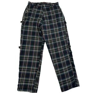 Vintage Morbid Threads Men's 34x32 Blue‎ and Green Plaid Bondage Pants RARE